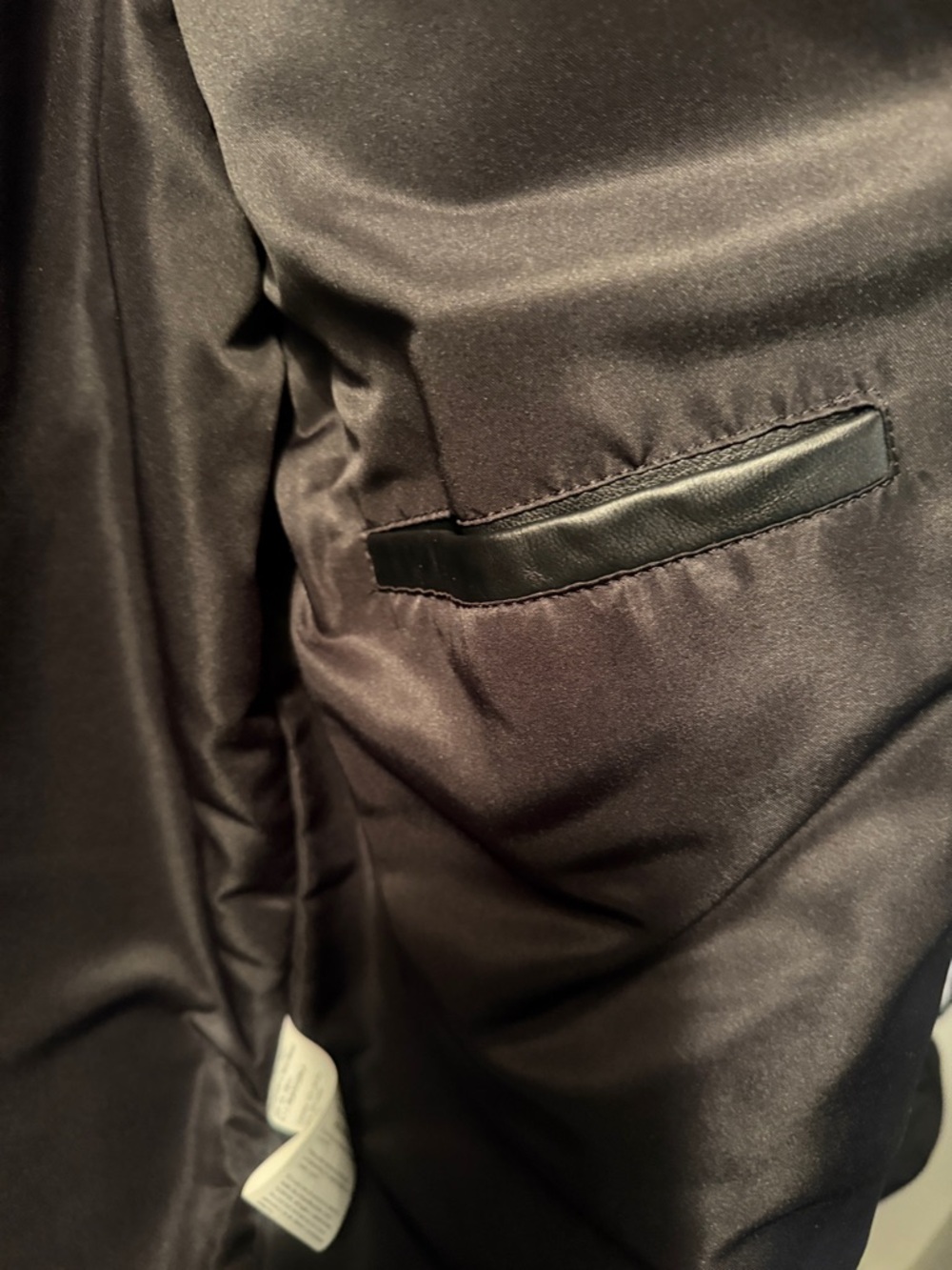 Men's Black Perforated Leather Bomber Jacket with Buckle Collar. - Picture 3 of 7